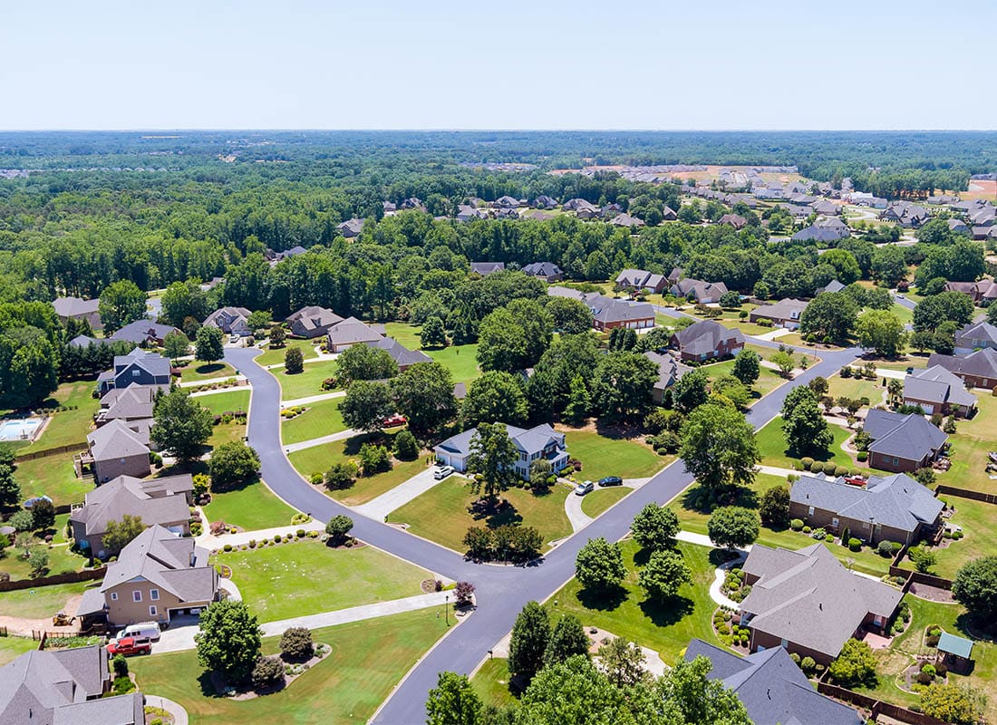 Travelers Rest, SC - Top View of Sleeping Area in Street a Small Town of From Above Aerial View in Boiling Springs South Carolina Us